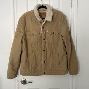 Men’s Levi Sheepskin Tan and White Vintage Jacket XL